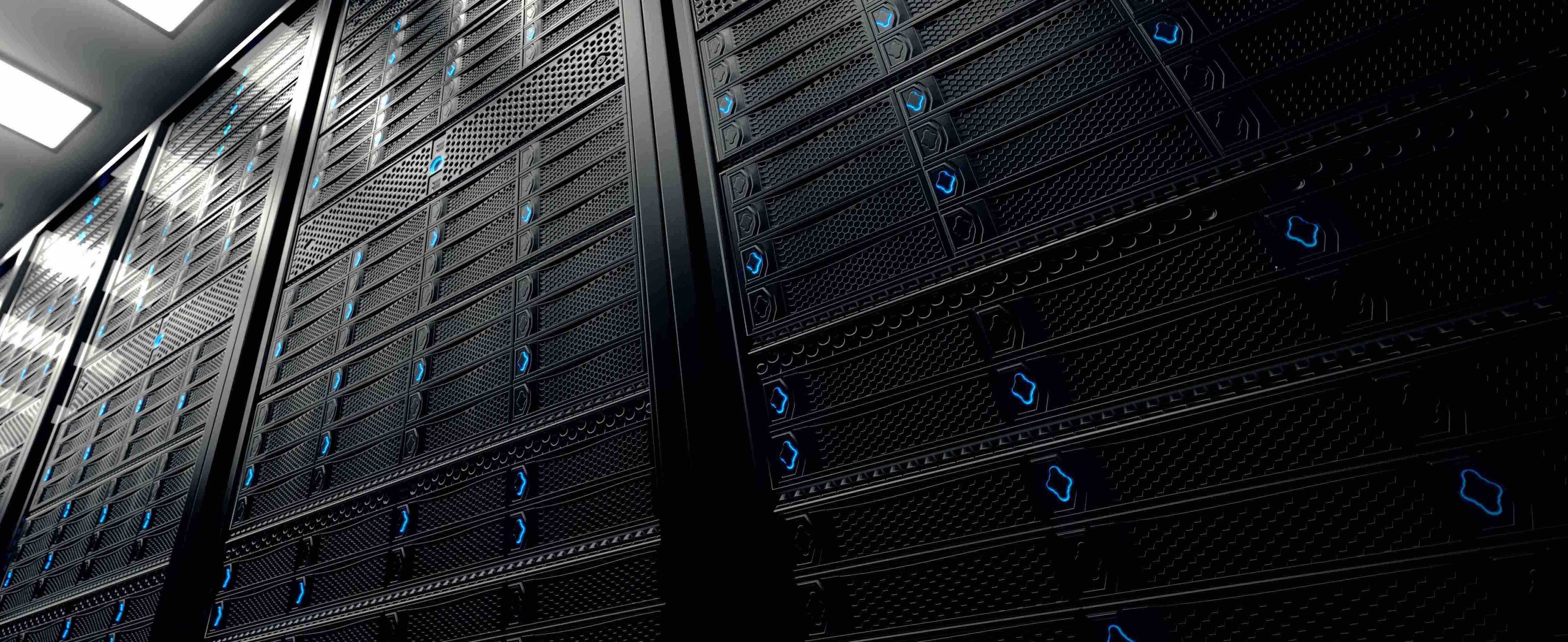 Server racks blue light
